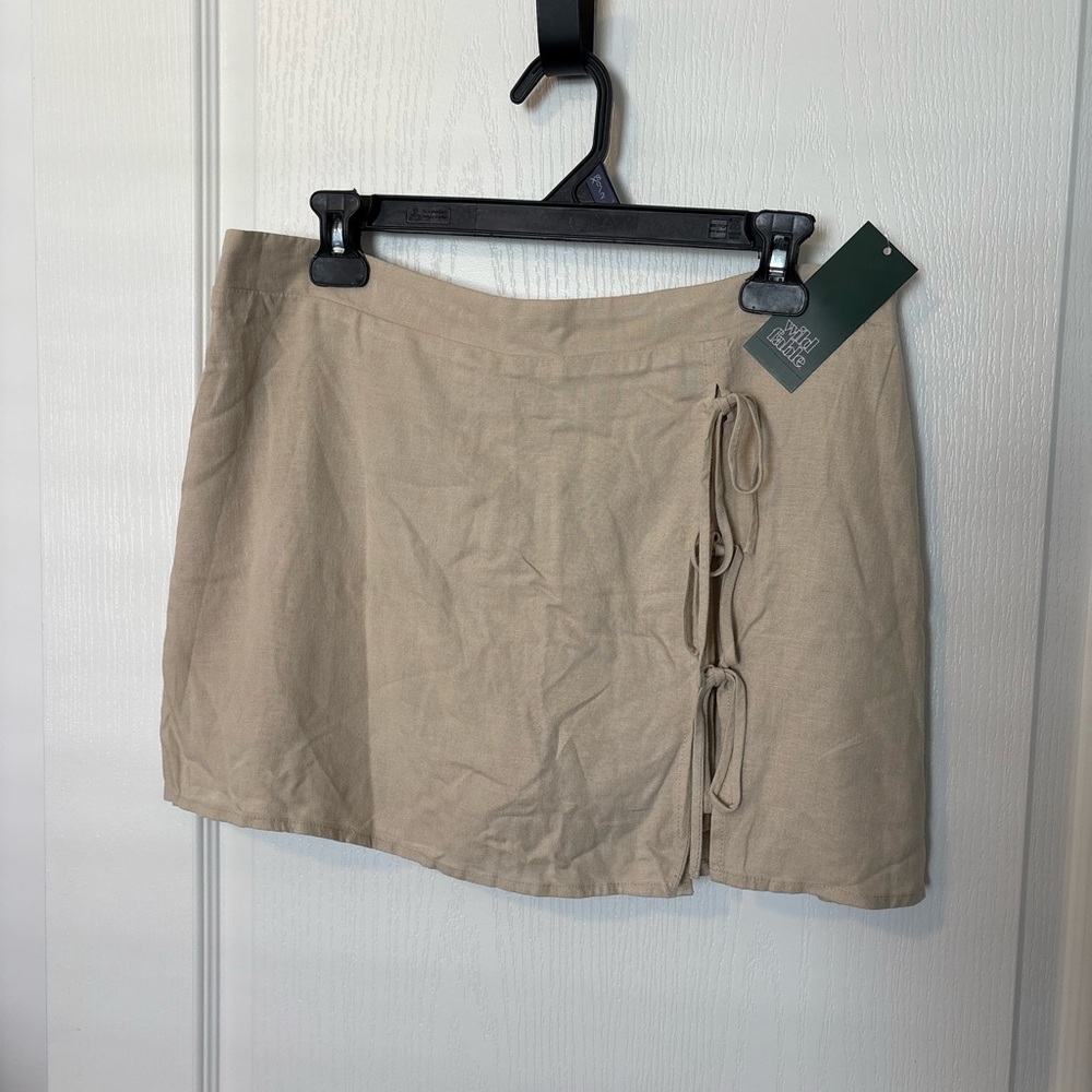 wild fable Beige Tie-Detail Mini Skirt